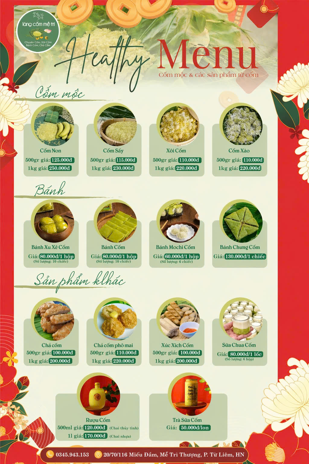 Bảng giá cốm